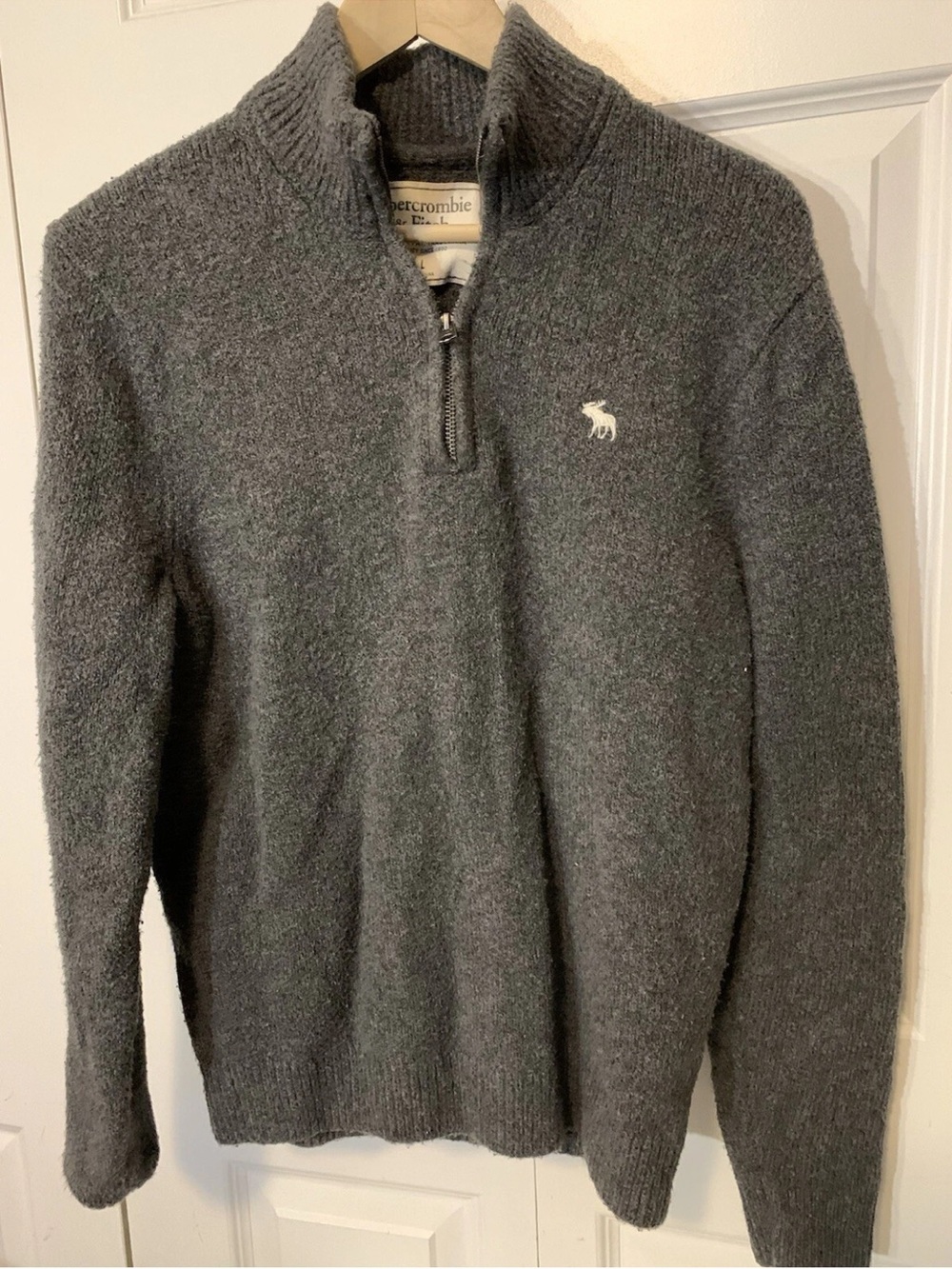 Abercrombie & Fitch 1/4 zip sweater Mens Sz L Gray